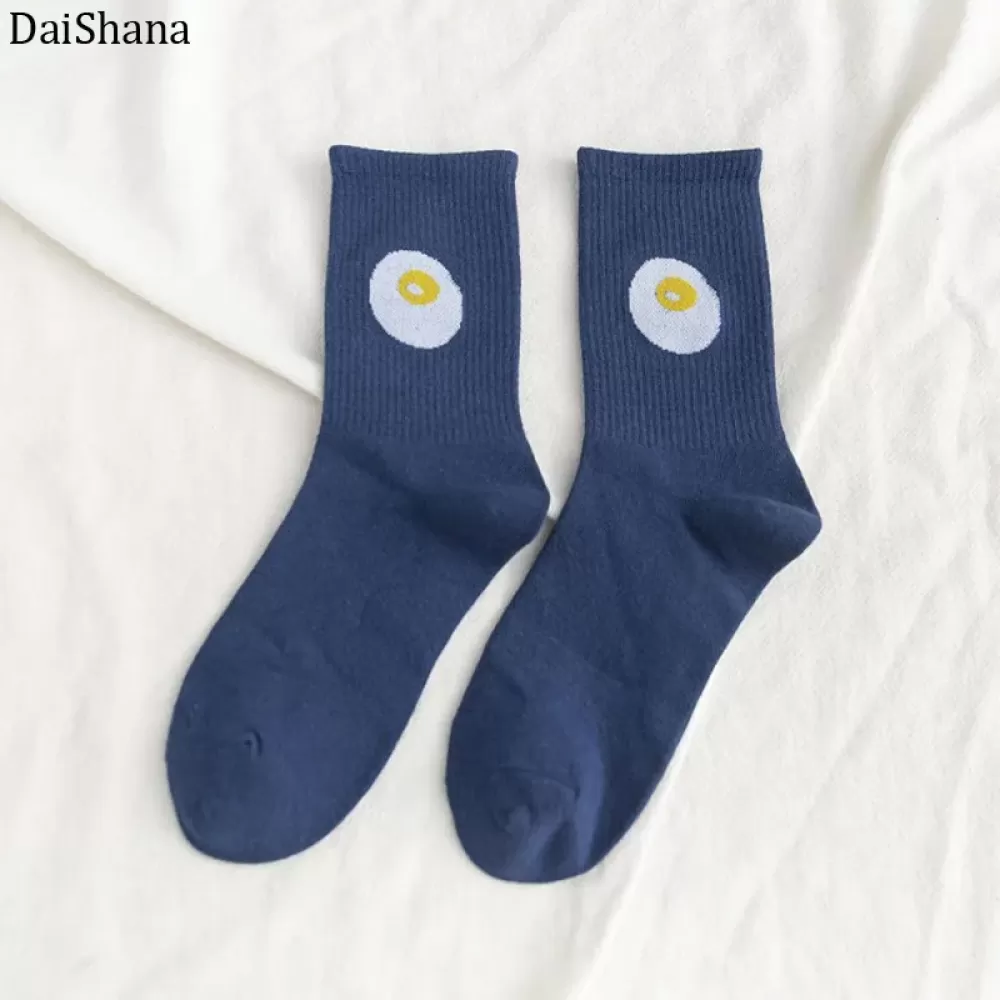 Avocado Joy: Playful Cartoon Fruit Socks for Women - Blue