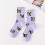 Charming Butterfly Pattern Socks – Harajuku Streetwear, Korean Style - Yellow