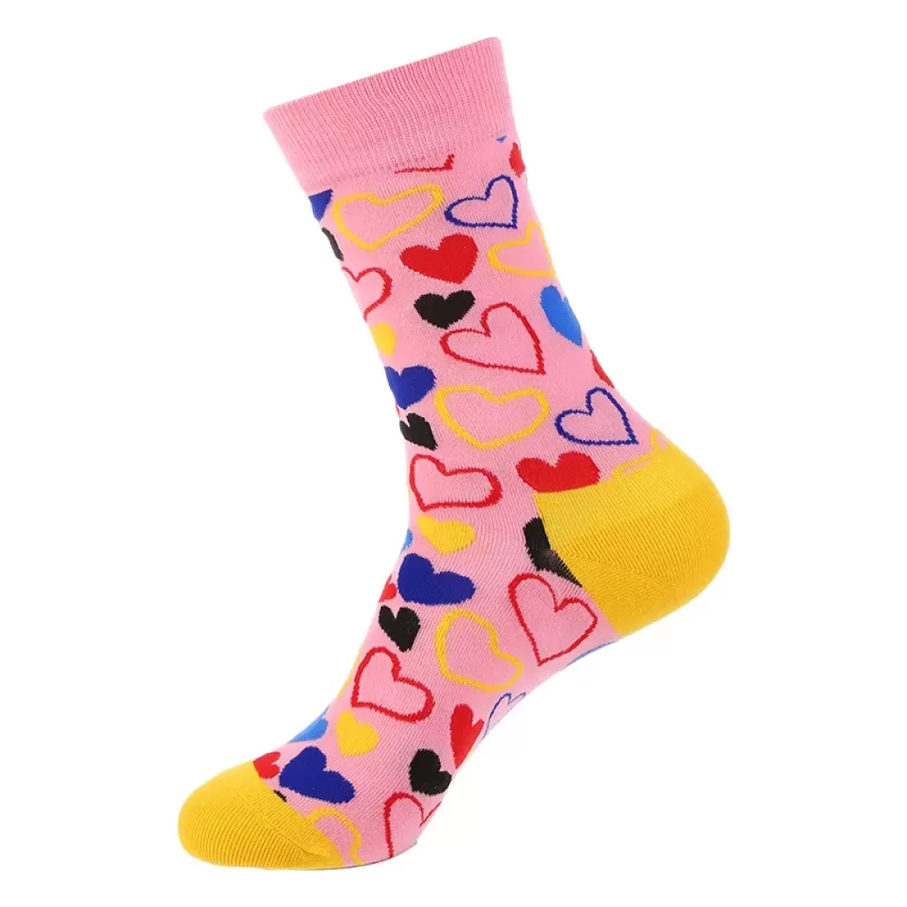 Charming Chic: Harajuku Dot, Stripe Heart Socks Stylish - Art cool design 7