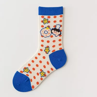 Charming Japanese Dot Cartoon Socks – Cute Mid-Length Fashion for Autumn - Cartoon design 5
