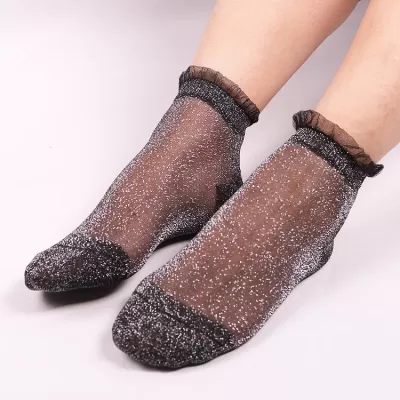 Charming Lace Ruffle Fishnet Ankle Socks – Sheer Elegance & Comfort - Sheer design 11