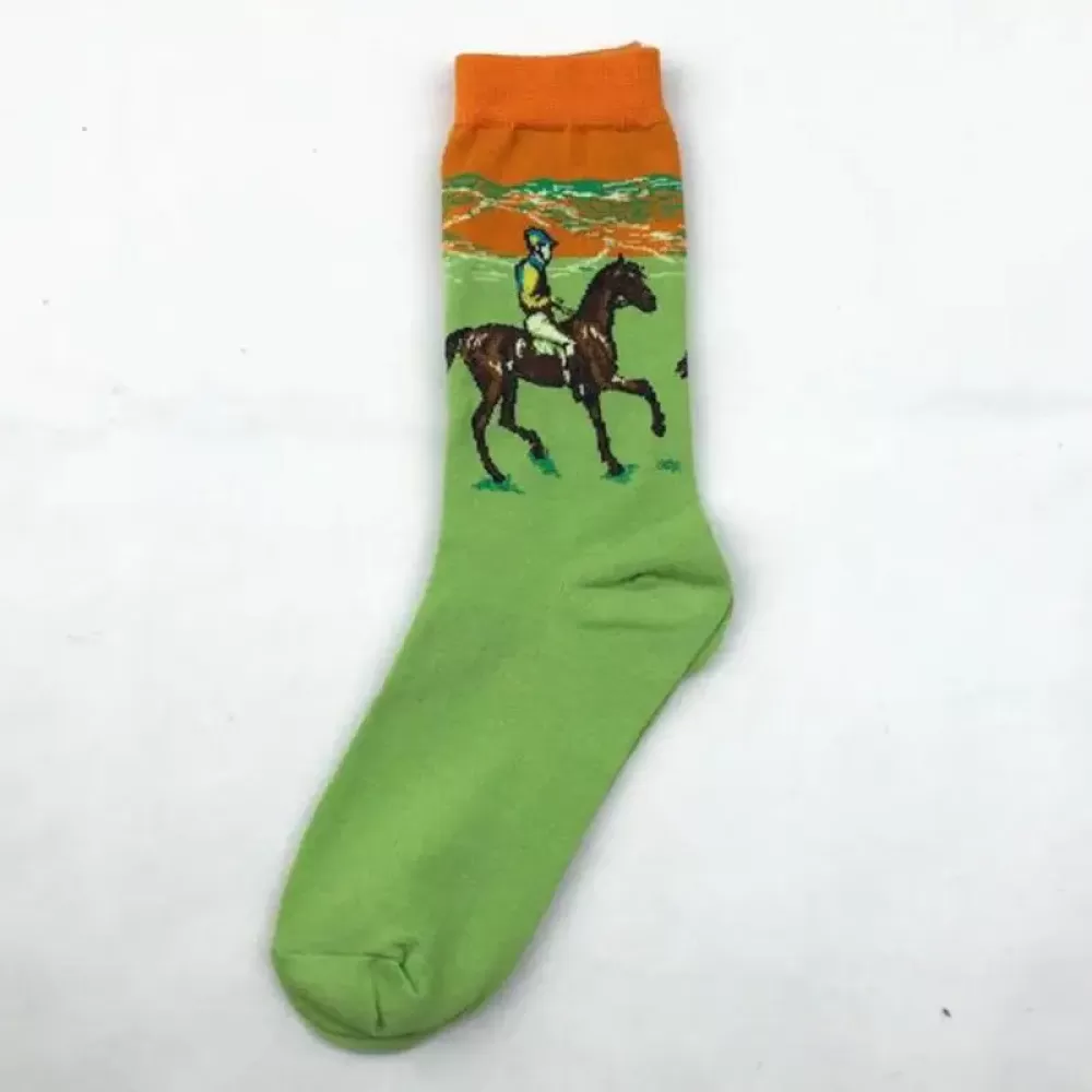 Citrus Swirl: Artistic Socks - Green Orange