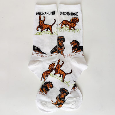 Dachshund's Second Stroll Green Striped Socks Collection