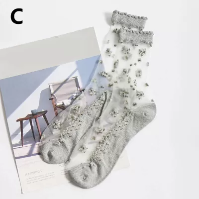 Elegant Silk Lace Transparent Dot Socks – Ultra-Thin Summer Chic - Sheer kawaii design 4