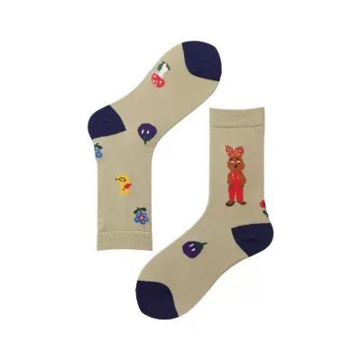 Enchanting Forest Fairy Tale Socks – Autumnal Jacquard Cotton Bliss - Animal cool design 2