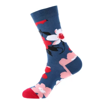 Fresh Japanese Korean Cartoon Flower Socks – Harajuku Kawaii Style - Dark Blue