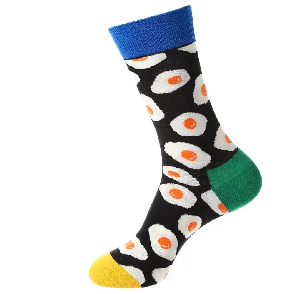 Fruitful Fashion: Vibrant Harajuku Socks - Black eggs