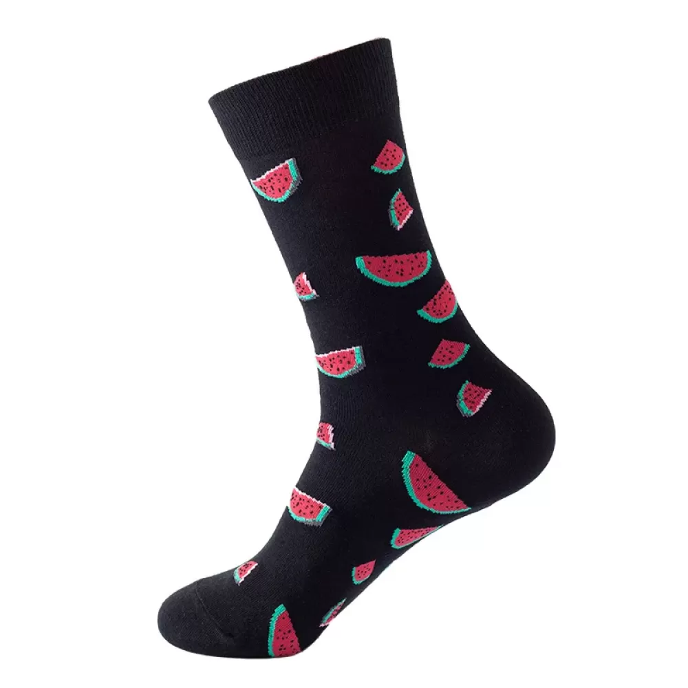 Fruitful Fashion: Vibrant Harajuku Socks - Black watermelon