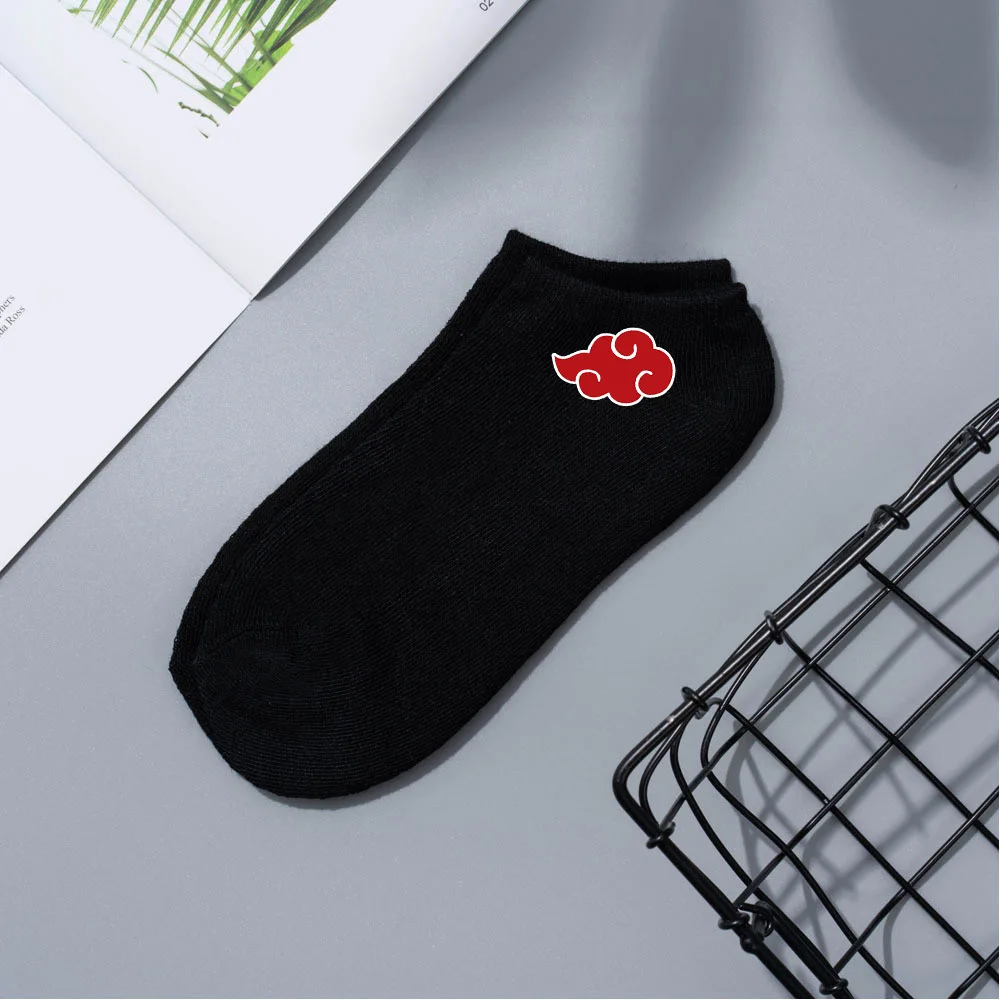 Konoha Crew: Naruto Cartoon Short Boat Socks - Black Naruto design 5