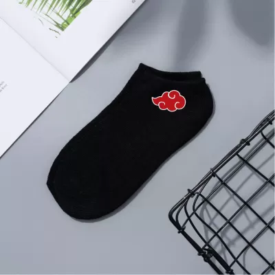 Konoha Crew: Naruto Cartoon Short Boat Socks - Black Naruto design 5