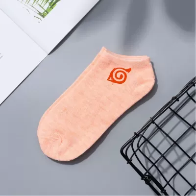 Konoha Crew: Naruto Cartoon Short Boat Socks - Orange Naruto design 2