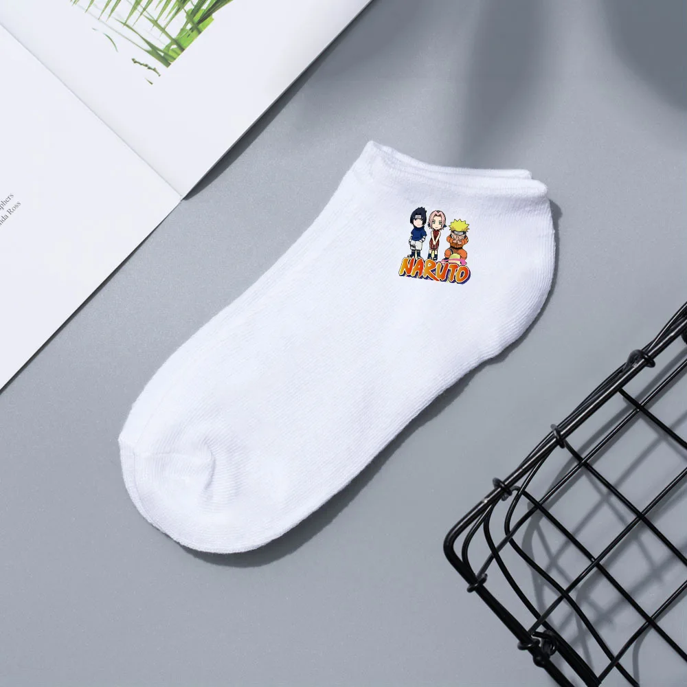 Konoha Crew: Naruto Cartoon Short Boat Socks - White Naruto design 1