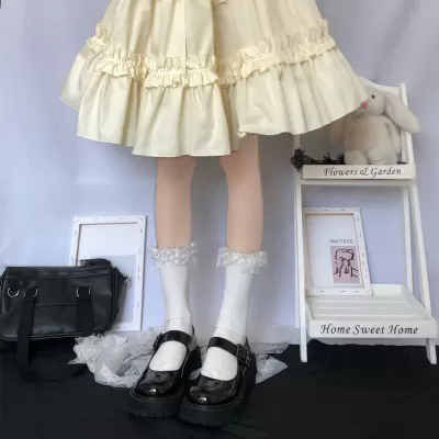 Lolita Rabbit Ears Bow Calf Socks – Cute Autumn & Winter Fashion - White design 1