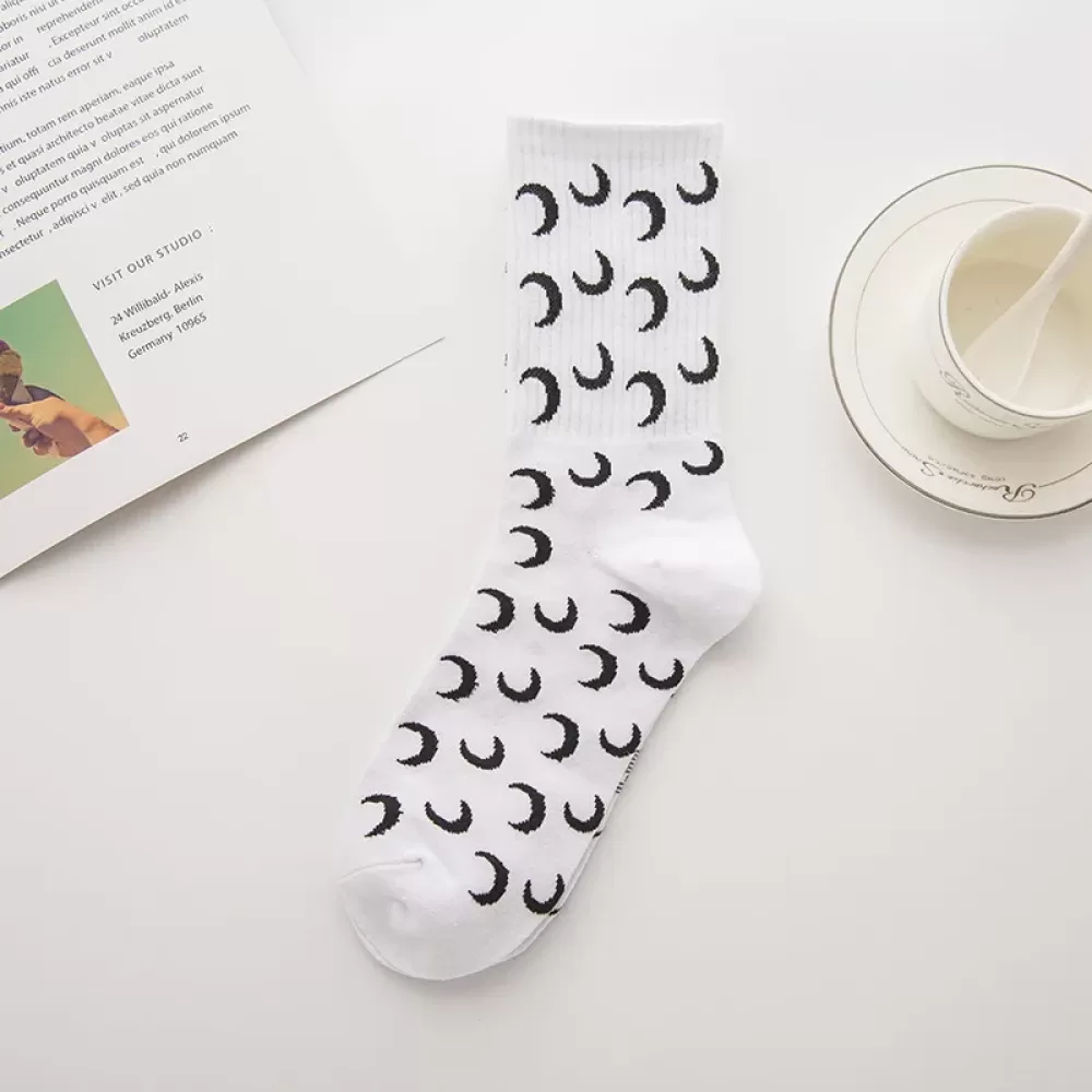 Mystical Elegance: Butterfly, Moon Star Patterned Socks - Cozy design 12