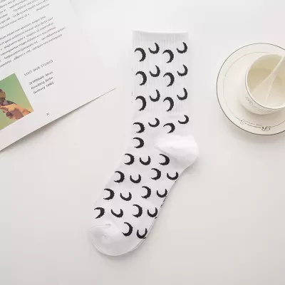 Mystical Elegance: Butterfly, Moon Star Patterned Socks - Cozy design 12