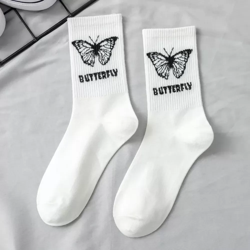 Mystical Elegance: Butterfly, Moon Star Patterned Socks - Cozy design 4