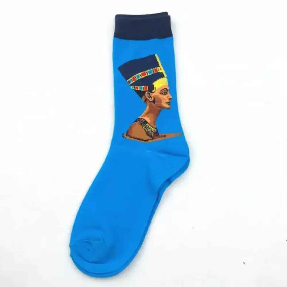 Pharaohs Azure Mystique: Artistic Socks