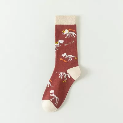 Prehistoric Chic: Dino Delight Socks - Brown