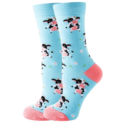 Rainbow Cow Print Pink Blue Socks Collection