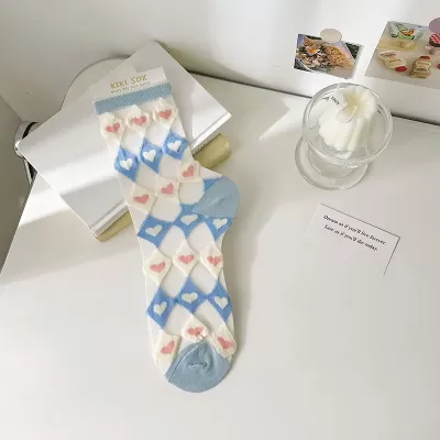 Summer Chic: Mesh Fishnet Transparent Crew Socks – Harajuku Streetwear Crystal Silk Style - Kawaii design 4