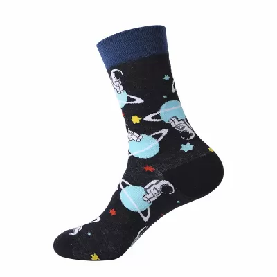 Astronaut Airplane Themed Cotton Socks – Fun Middle Tube Streetwear - Astronaut Socks style 10