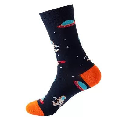 Astronaut Airplane Themed Cotton Socks – Fun Middle Tube Streetwear - Astronaut Socks style 21