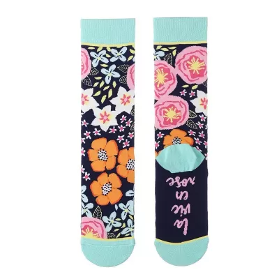 Black-Pink Floral Socks