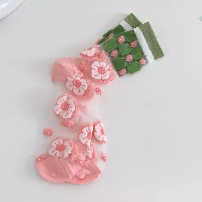 Blossom Breeze: Elegant Floral Silk Socks - Type 5