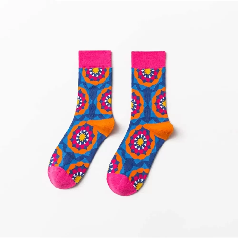 Blue Beats: Hip-Hop Geometric Groove Socks - Blue