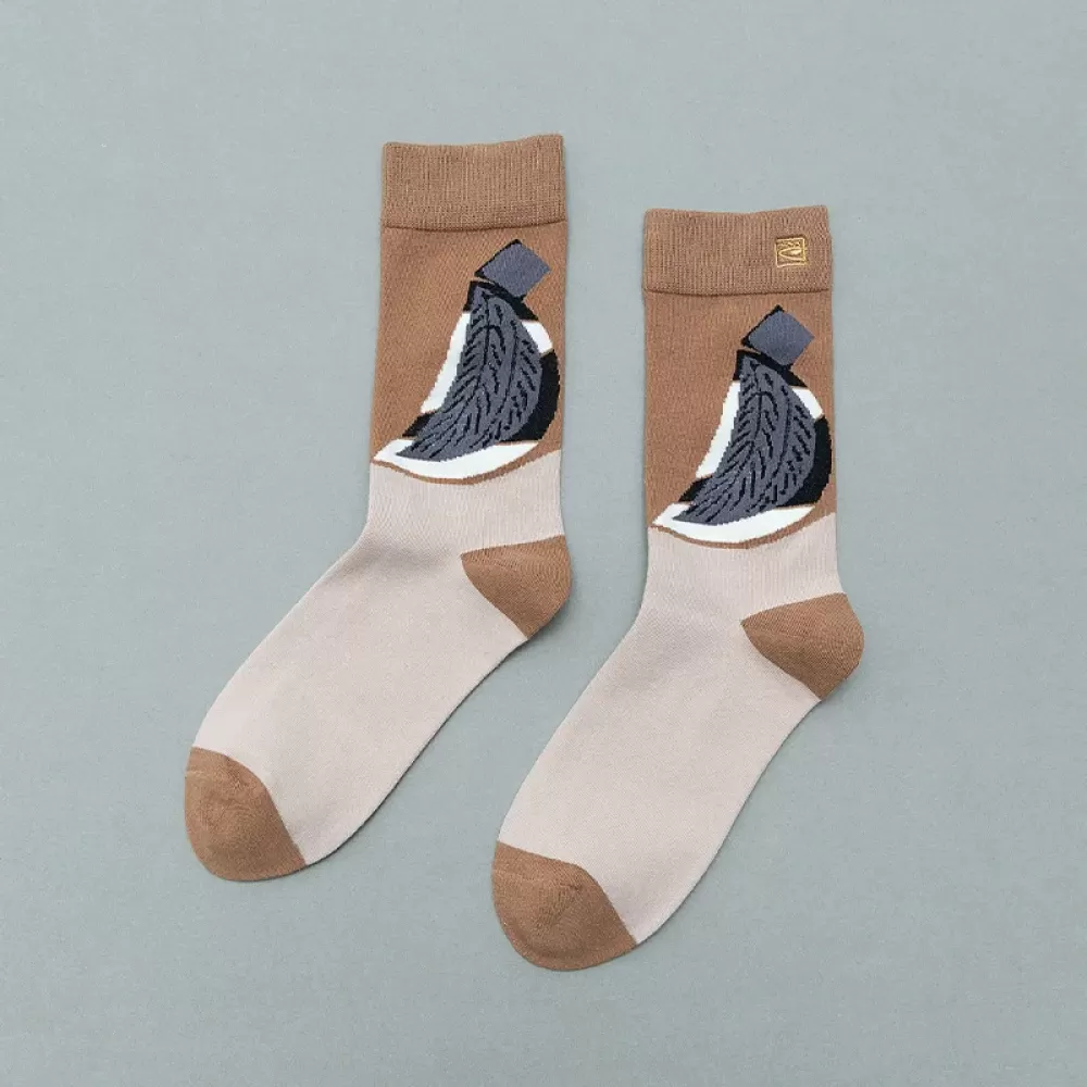 Blue Whimsical Whiskers Korean Cute Cat Socks, Socks