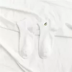 Chic Avocado Embroidery: Casual Short Socks - White