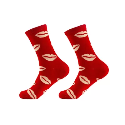 Chic Charm: Pink Red Lips Long Socks for Women - Lovely design 8