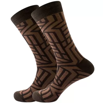 Cocoa Swirls Patterned Brown Socks.