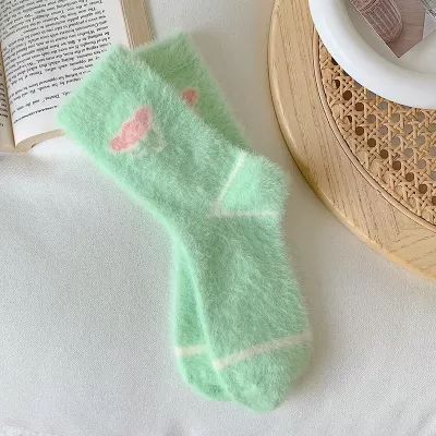Cozy Velvet Plush Thickened Sleep Floor Socks – Autumn & Winter Candy-Colored Comfort - Fuzzy floral design 1
