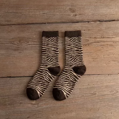 Cozy Zebra Print Thickened Socks – Plush Warmth - Zebra style socks 1