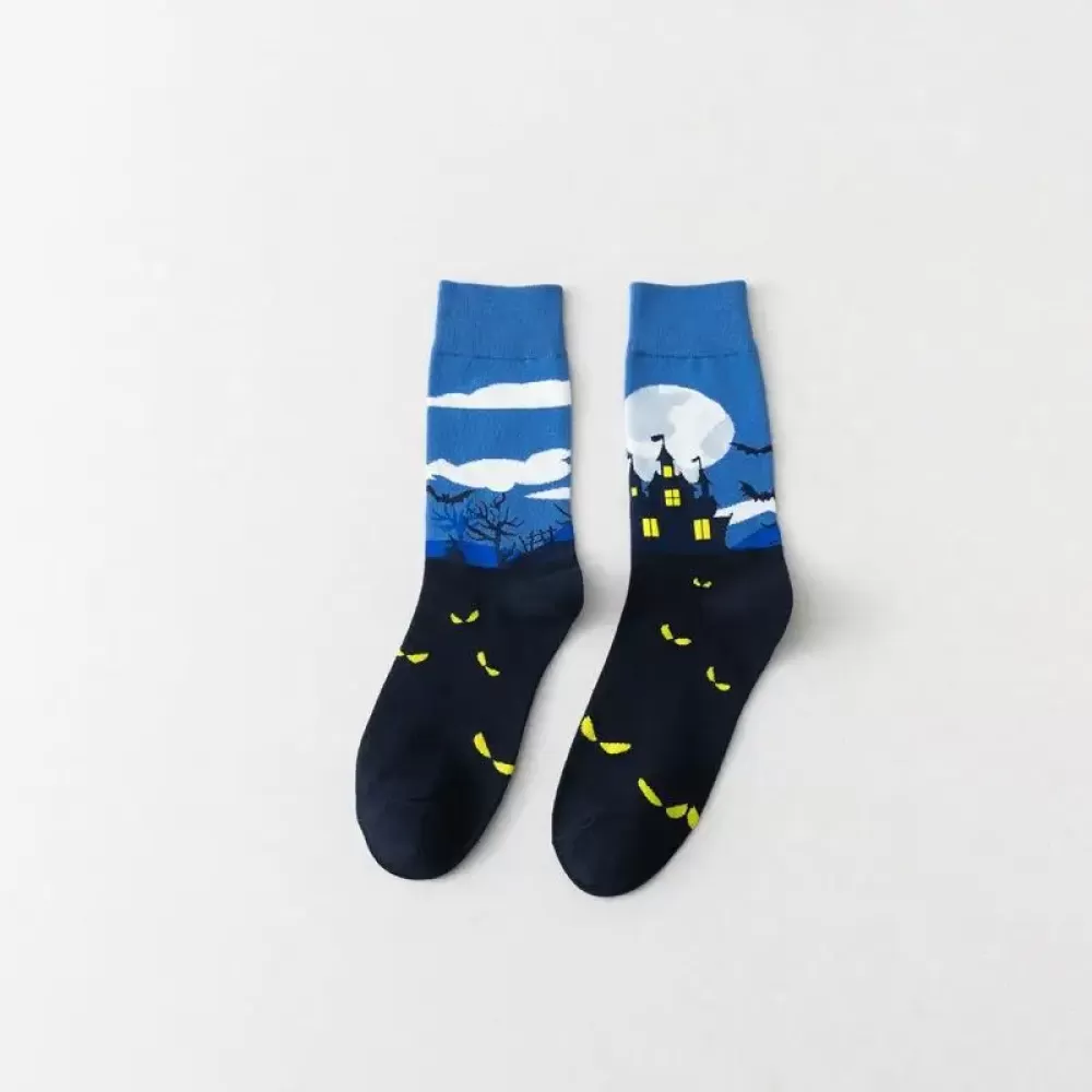 Feet Flower & Bird Pattern Mid-Tube Socks – Trendy Unisex Design - Art colorful design 2