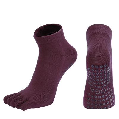 Five-toe Yoga Socks with Anti-Slip Features - Purple