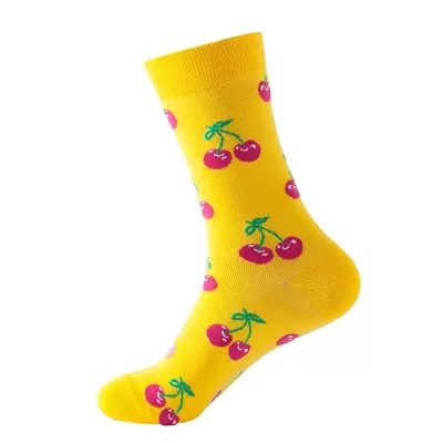 Fruitful Fashion: Vibrant Harajuku Socks - Yellow cherry