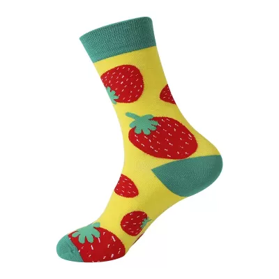 Fruitful Fashion: Vibrant Harajuku Socks - Yellow strawberry