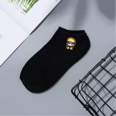 Konoha Crew: Naruto Cartoon Short Boat Socks - Black Naruto design 6