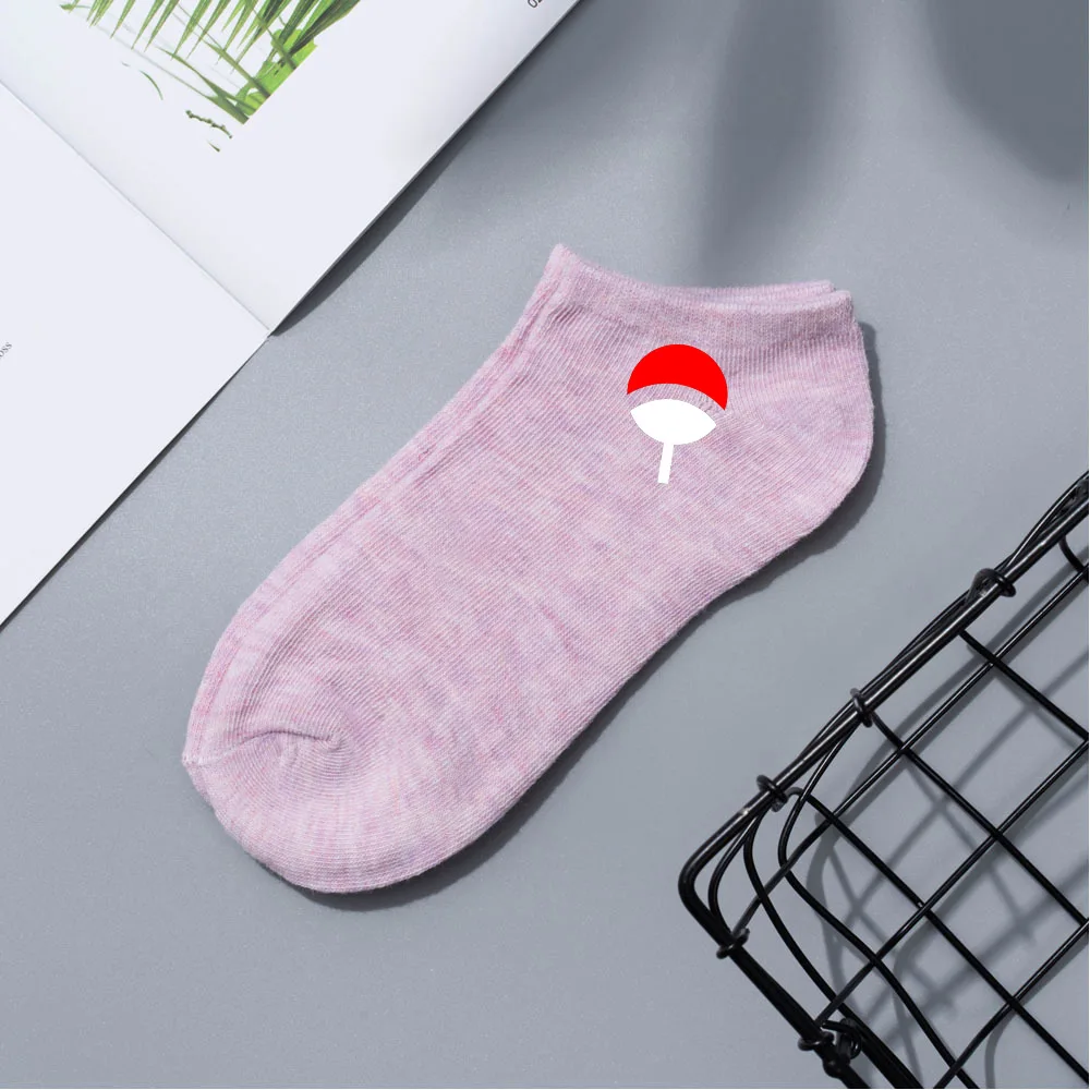 Konoha Crew: Naruto Cartoon Short Boat Socks - Pink Naruto design 4