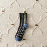 Korean Style Striped Crew Socks – Harajuku Retro, Colorful Streetwear - Blue
