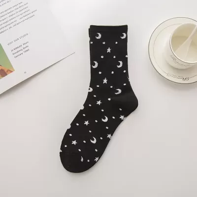 Mystical Elegance: Butterfly, Moon Star Patterned Socks - Cozy design 11