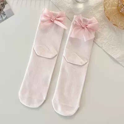 Princess Bowknot Middle Tube Socks – Sweet, Girly Spring/Summer Style - Pink