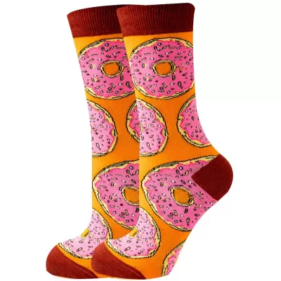 Rainbow Sprinkle Donut Crew Socks in Pink/Yellow/Green