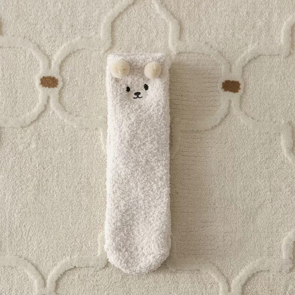 Snuggle Bear: Women’s Cute Coral Fleece Bear Socks for Winter Warmth - Bear cool design 11