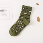 Trendy Leopard Print Socks – 8 Colors, Korean Fashion Statement - Green