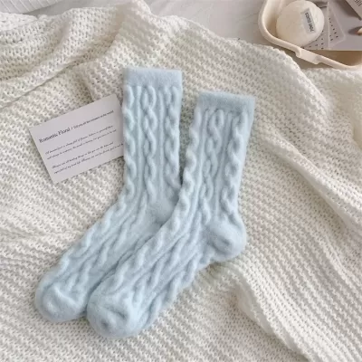 Arctic Blue Velvet Medium Tube Socks - Blue