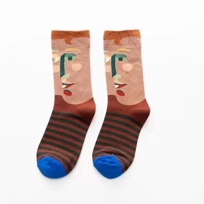 Artistic Feet: Van Gogh Inspired Combed Cotton Socks - Art colorful design 1
