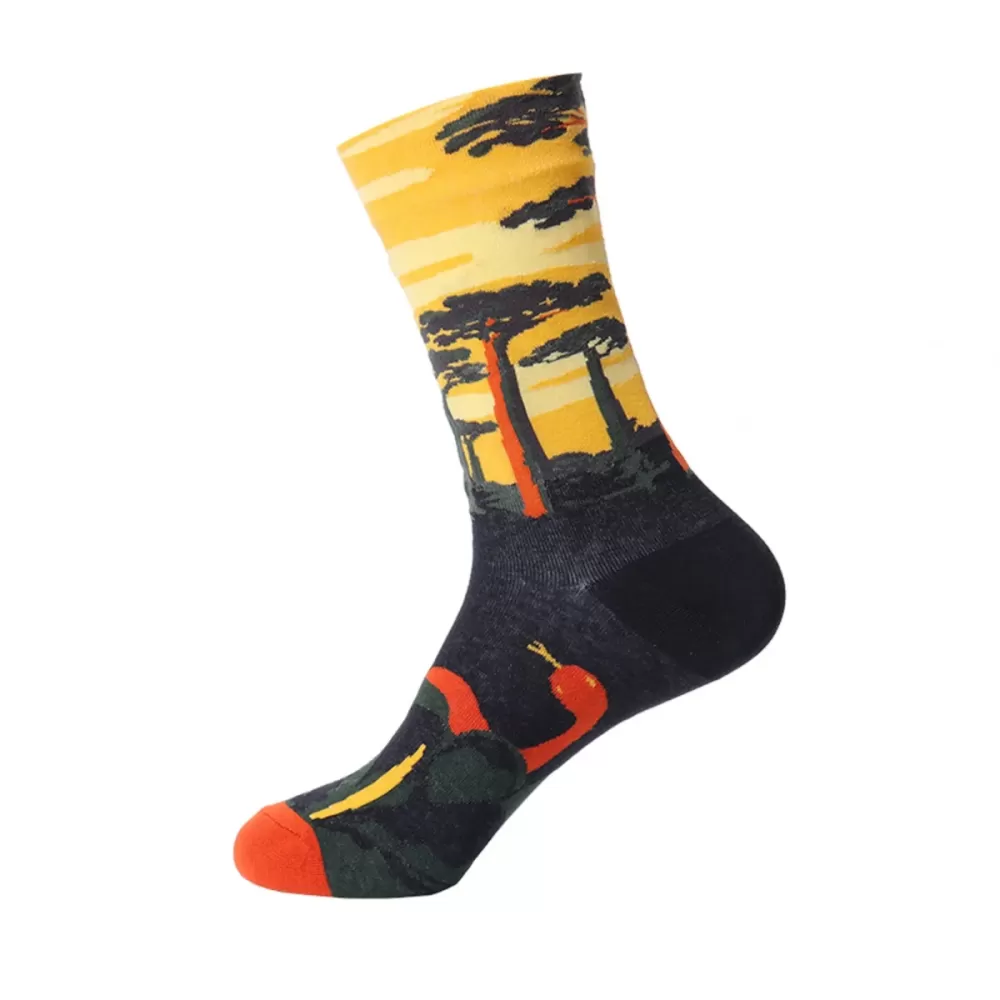 Artistic Flair: French Oil Painting Inspired Cotton Socks - Artistic design 15